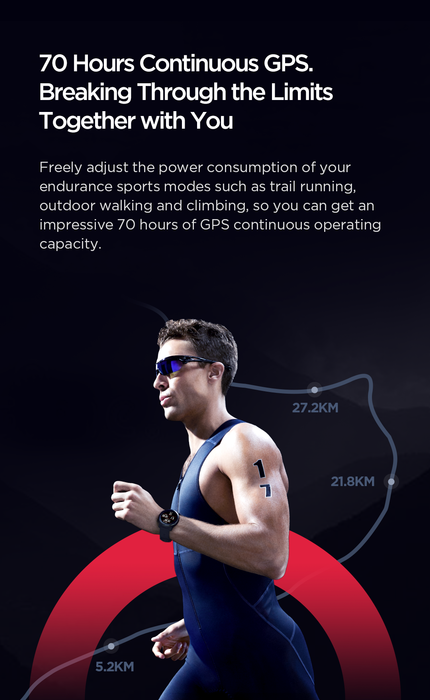 Smart watch Amazfit Stratos 3, GPS + GLONASS, 5ATM, Bluetooth 5.0