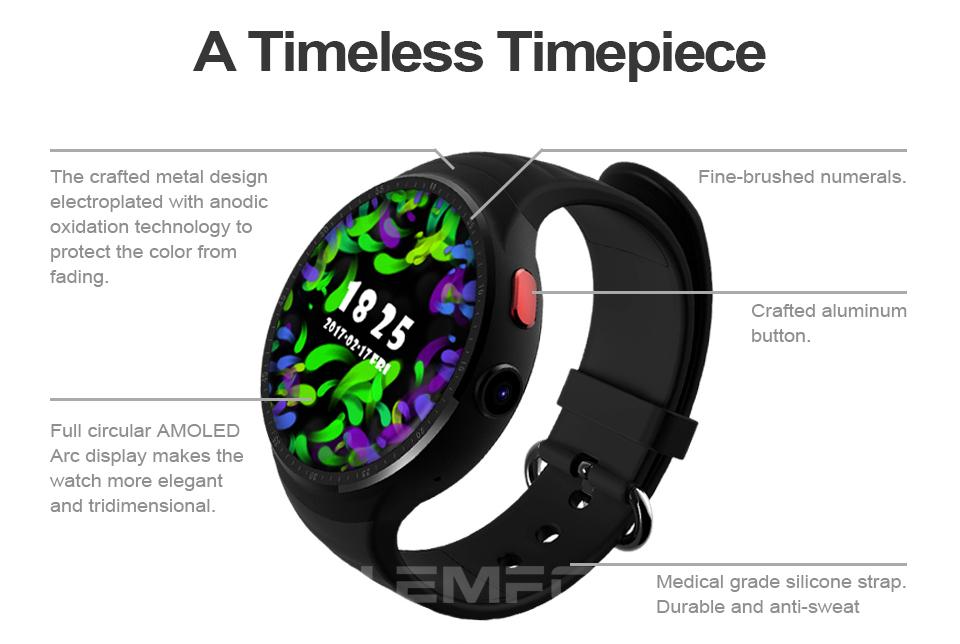 A smart watch camera LEMFO LES1 Android 5.1 MTK6580 1GB + 16GB