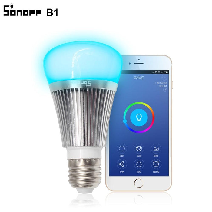 Smart WiFi LED bulb Sonoff B1 E27, RGB colors, control over light