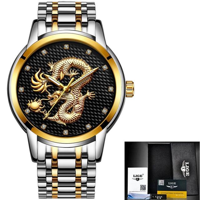 Waterproof male quartz watch LIGE 9850