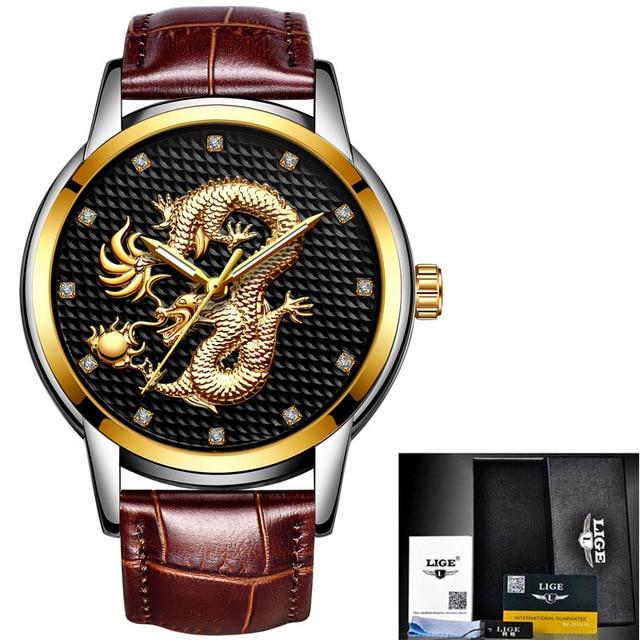 Waterproof male quartz watch LIGE 9850