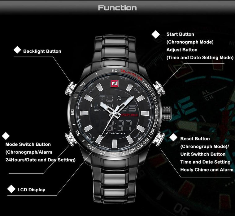 Waterproof male quartz watch NAVIFORCE 9093