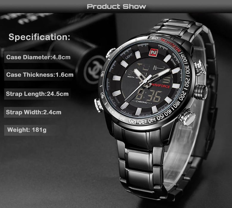 Waterproof male quartz watch NAVIFORCE 9093