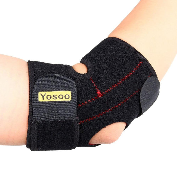 Adjustable neoprene elbow pad, analgesic