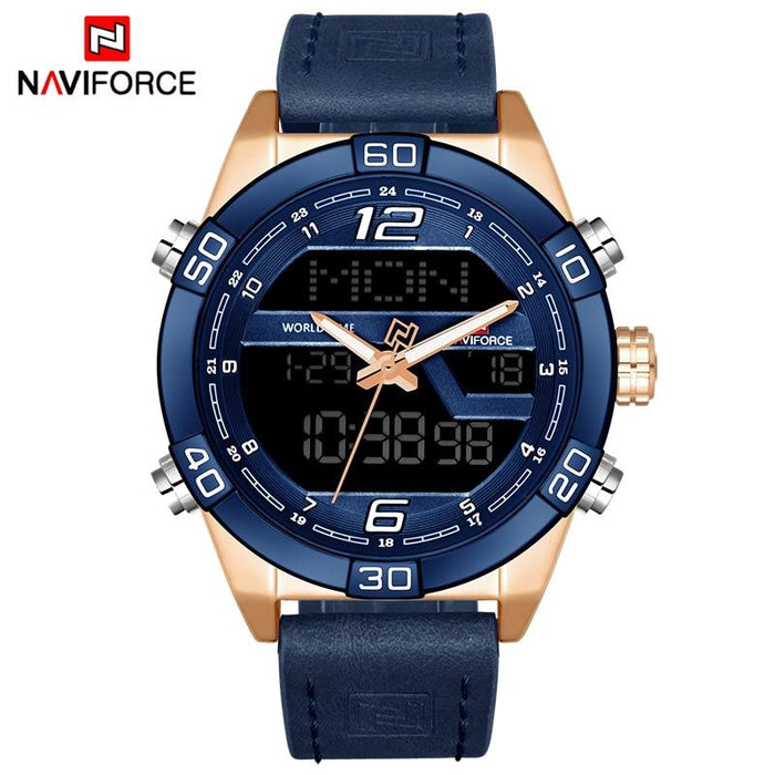 Waterproof male quartz watch with dual display NAVIFORCE 9128