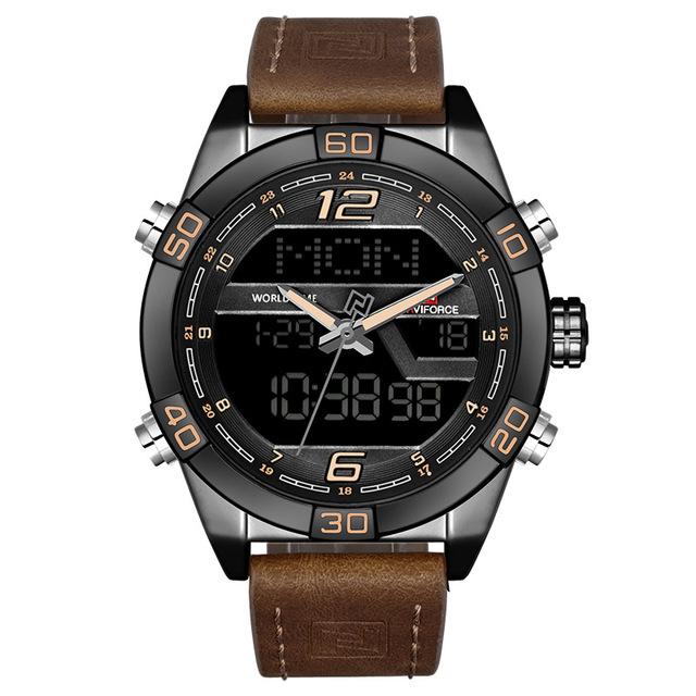 Waterproof male quartz watch with dual display NAVIFORCE 9128