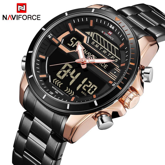 Waterproof male quartz watch with dual display NAVIFORCE 9133