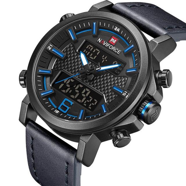 Waterproof male quartz watch with dual display NAVIFORCE 9135