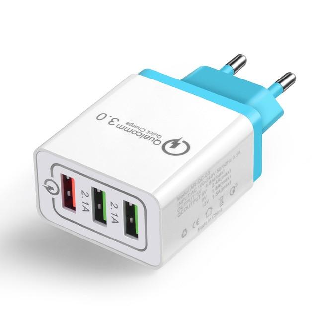 Smart adapter Qualcomm 3.0 Quick Charge with three ports 3A, 2.1A