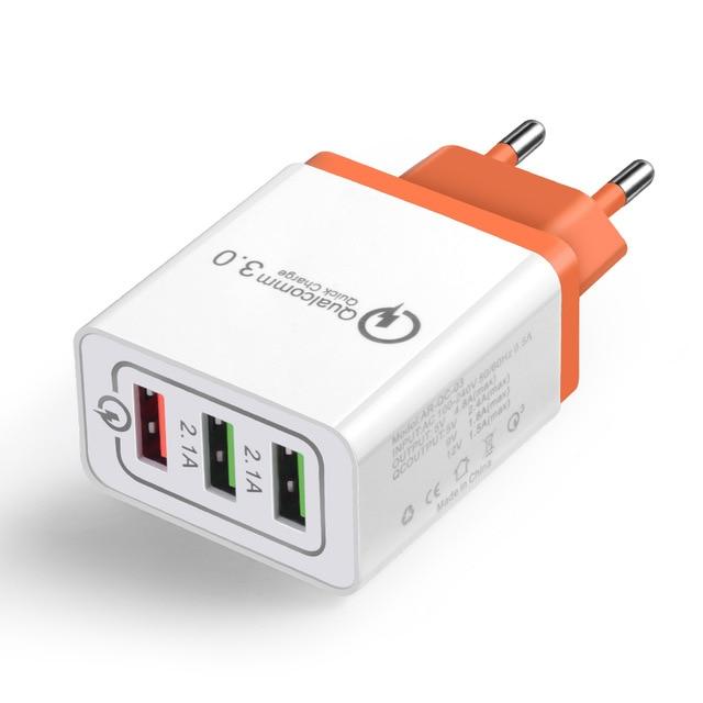 Smart adapter Qualcomm 3.0 Quick Charge with three ports 3A, 2.1A