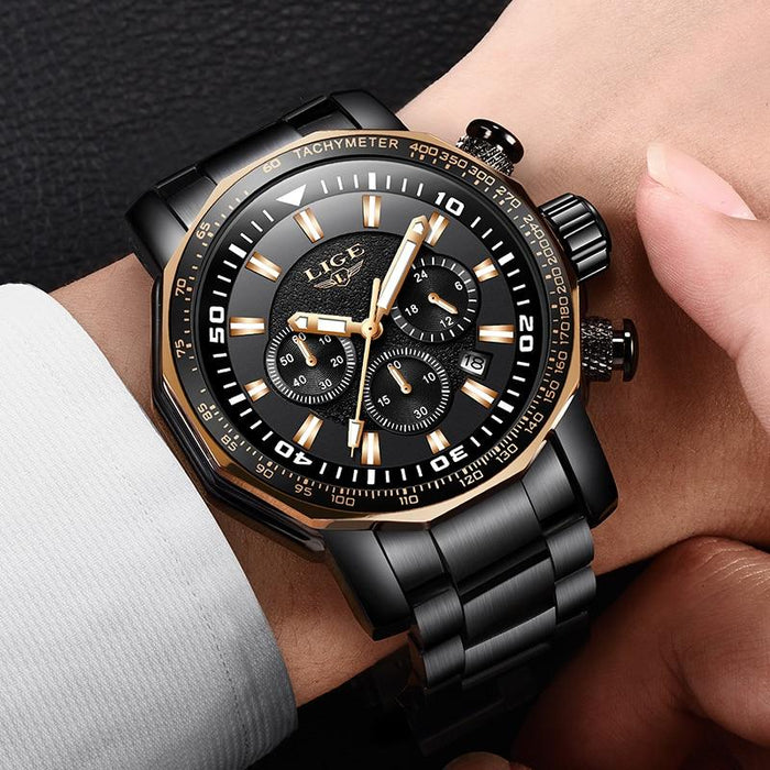 Waterproof male quartz watch LIGE 9871