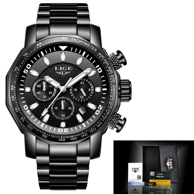 Waterproof male quartz watch LIGE 9871