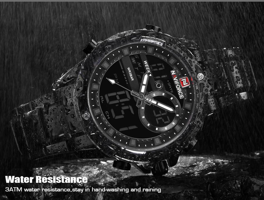 Waterproof male quartz watch with dual display NAVIFORCE 9120