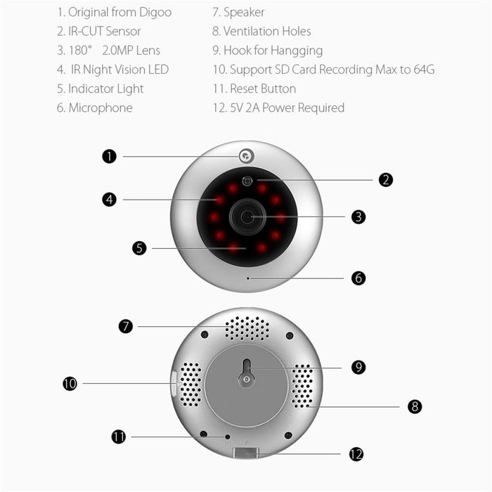 Mini IP camera with WIFI 1080P FHD 2.8mm Digoo DG-UFC H.265