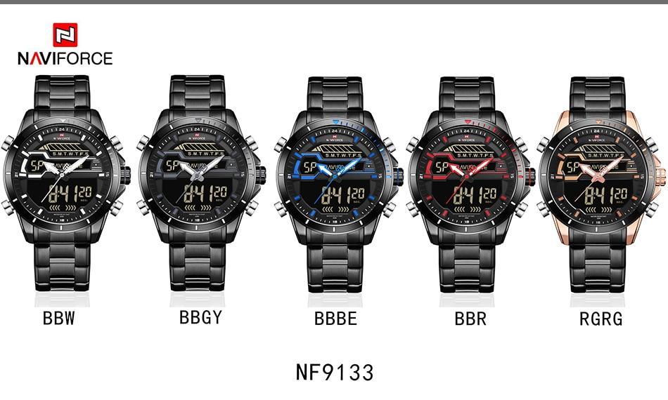 Waterproof male quartz watch with dual display NAVIFORCE 9133