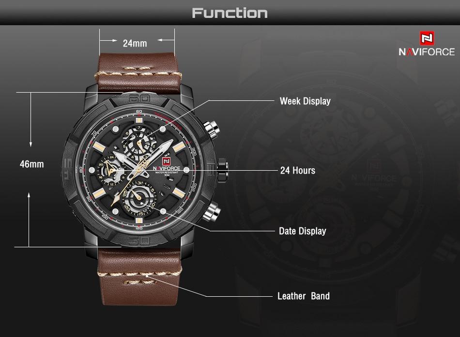 Waterproof male quartz watch NAVIFORCE 9139B