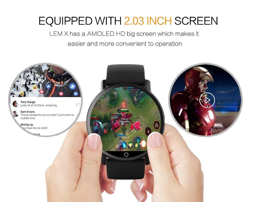 Smart watch LEMFO LEM X, 4G, Android 7.1, 8MP camera, GPS 2.03, 900Mah, 1GB RAM, 16GB ROM