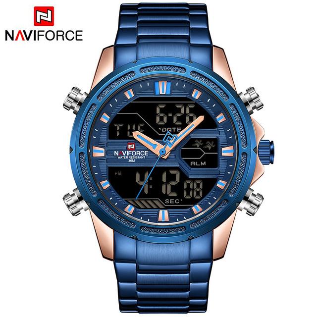 Waterproof male quartz watch with dual display NAVIFORCE 9138