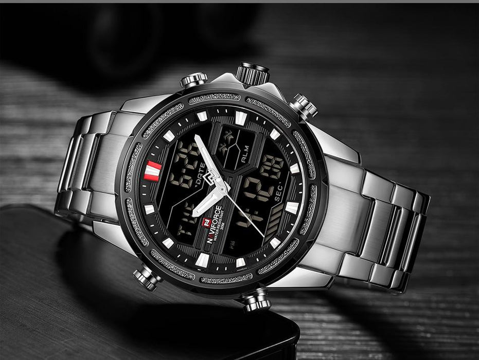 Waterproof male quartz watch with dual display NAVIFORCE 9138