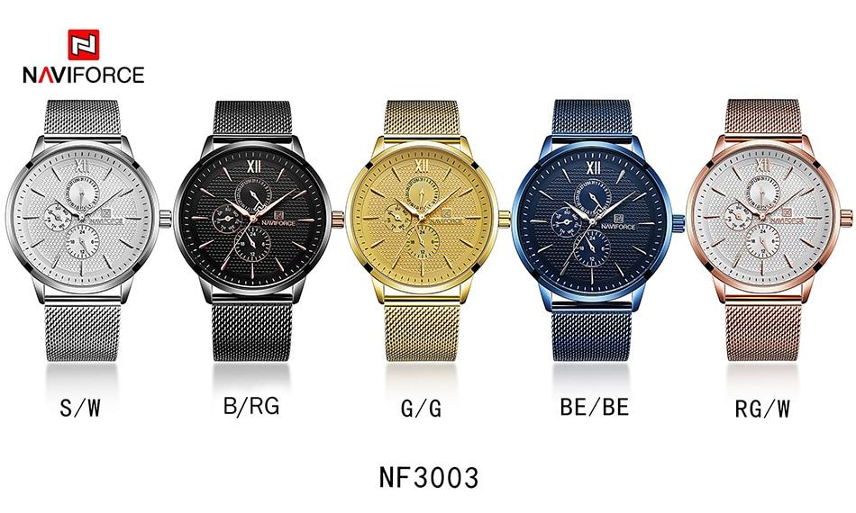 Waterproof men's quartz watch with NAVIFORCE 3003