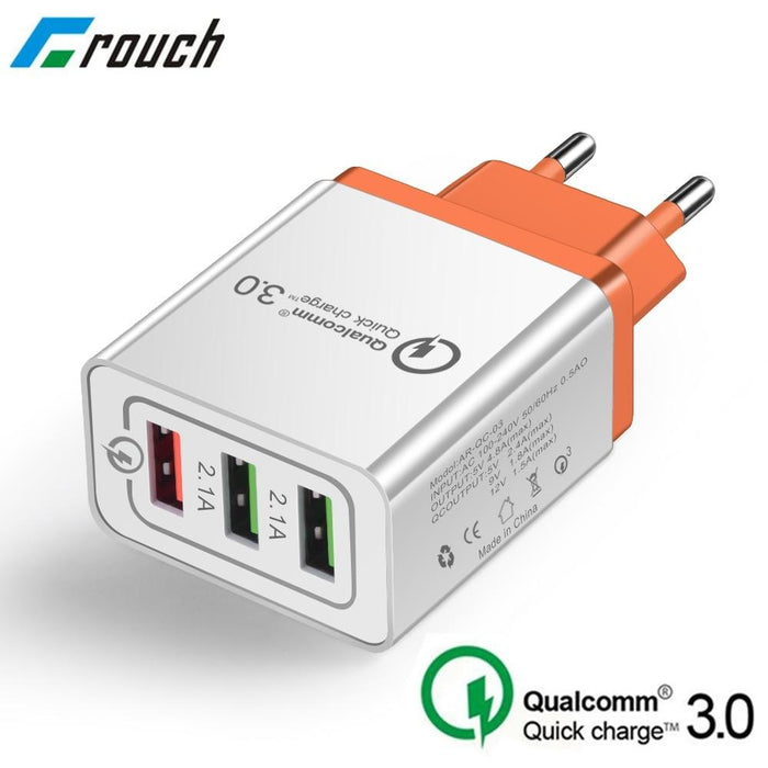 Smart adapter Qualcomm 3.0 Quick Charge with three ports 3A, 2.1A