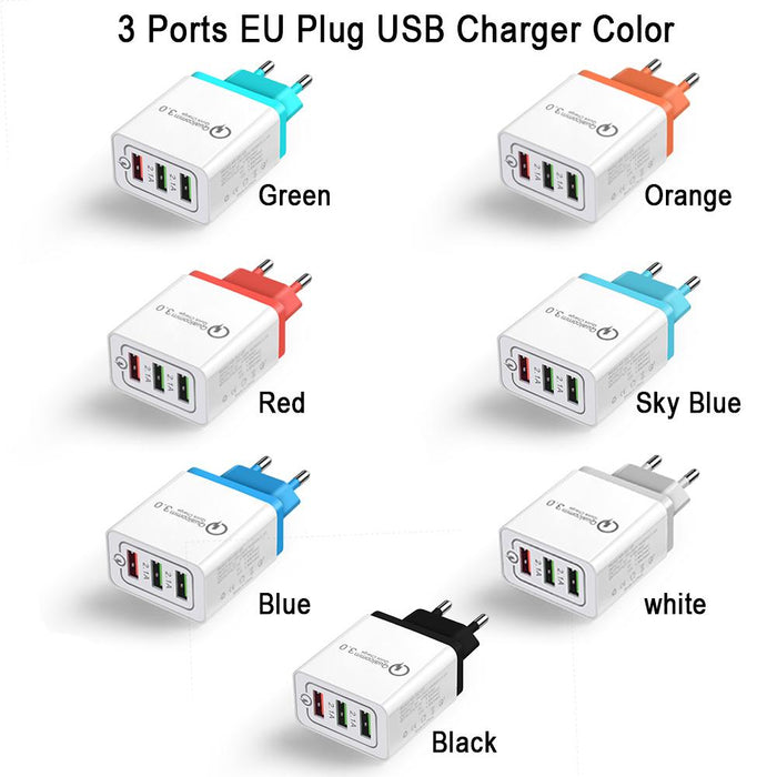 Smart adapter Qualcomm 3.0 Quick Charge with three ports 3A, 2.1A