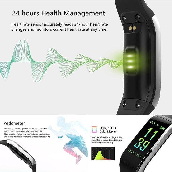 Smart fitness bracelet Kingwear Vektros KR02, Color display, Pulse, GPS, Waterproof IP68