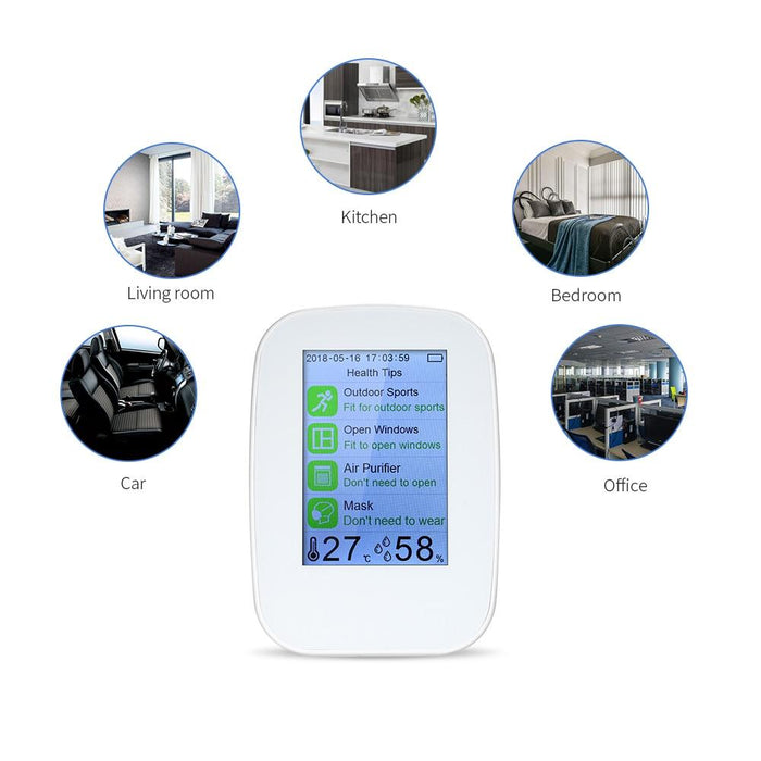 Digital Analyzer air quality laser PM2.5 detector. gas tester, temperature, humidity PM2.5 / HCHO / TVOC tester CO2