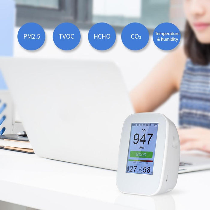 Digital Analyzer air quality laser PM2.5 detector. gas tester, temperature, humidity PM2.5 / HCHO / TVOC tester CO2